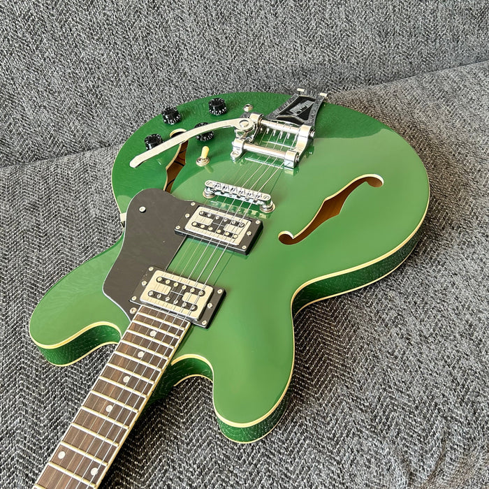 ES-335 Style Green Semi Hollow Body Electric Guitar (GKS-009)
