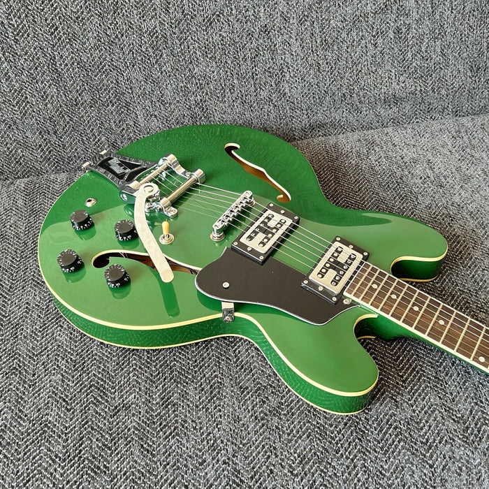 ES-335 Style Green Semi Hollow Body Electric Guitar (GKS-009)