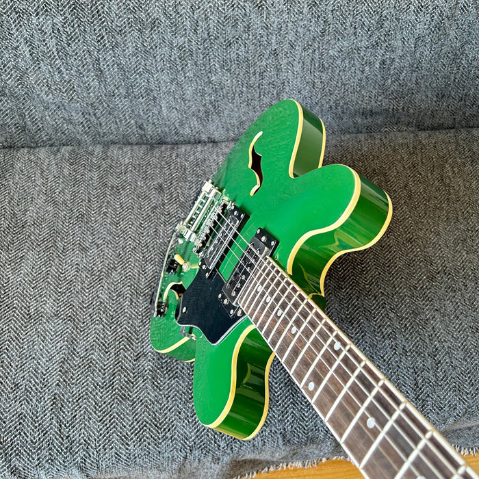 ES-335 Style Green Semi Hollow Body Electric Guitar (GKS-009)