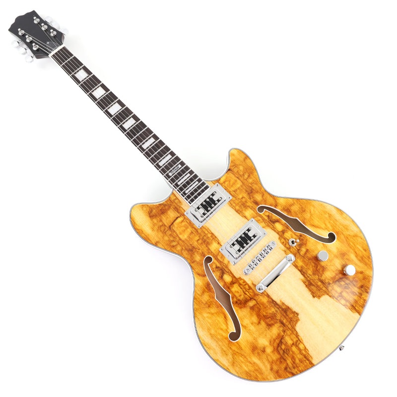 ES-Style Semi-Hollow Body Electric Guitar with AAA Burl Maple Veneer Top (HY-2566)