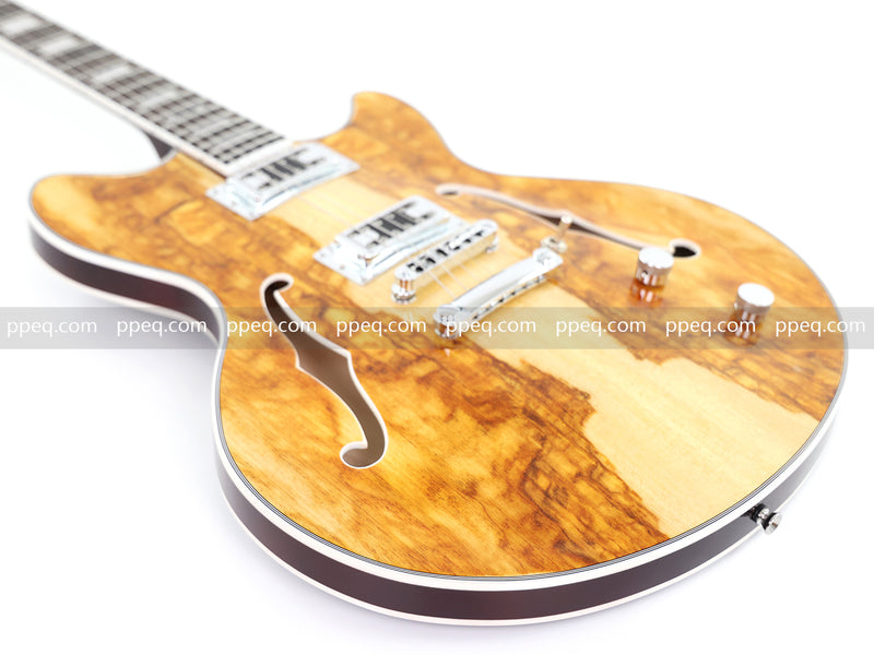ES-Style Semi-Hollow Body Electric Guitar with AAA Burl Maple Veneer Top (HY-2566)