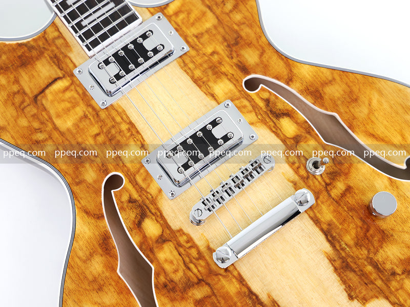ES-Style Semi-Hollow Body Electric Guitar with AAA Burl Maple Veneer Top (HY-2566)