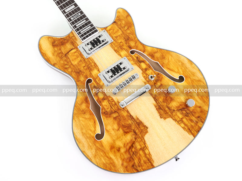 ES-Style Semi-Hollow Body Electric Guitar with AAA Burl Maple Veneer Top (HY-2566)