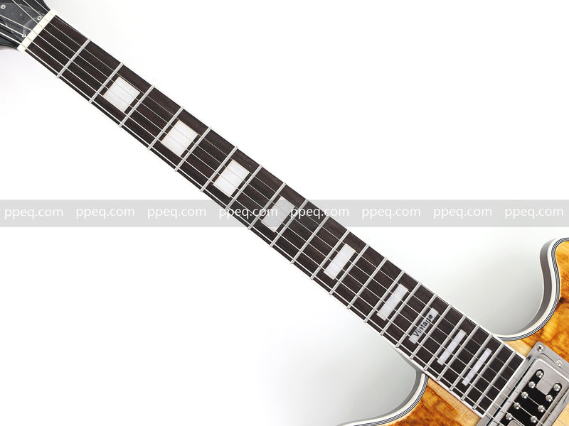 ES-Style Semi-Hollow Body Electric Guitar with AAA Burl Maple Veneer Top (HY-2566)