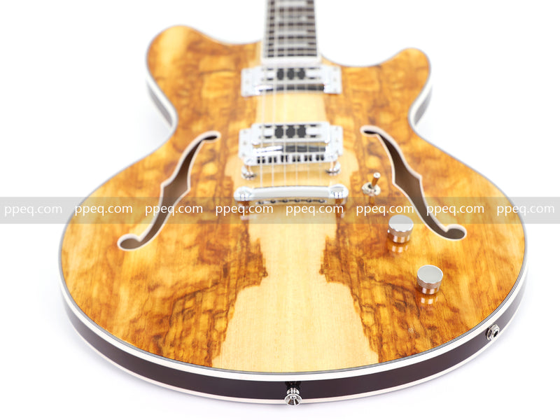 ES-Style Semi-Hollow Body Electric Guitar with AAA Burl Maple Veneer Top (HY-2566)