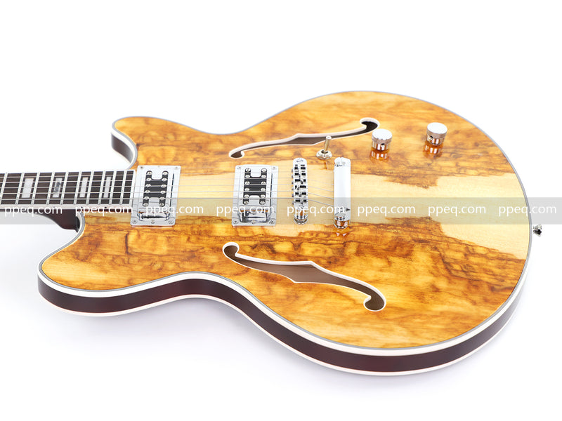 ES-Style Semi-Hollow Body Electric Guitar with AAA Burl Maple Veneer Top (HY-2566)