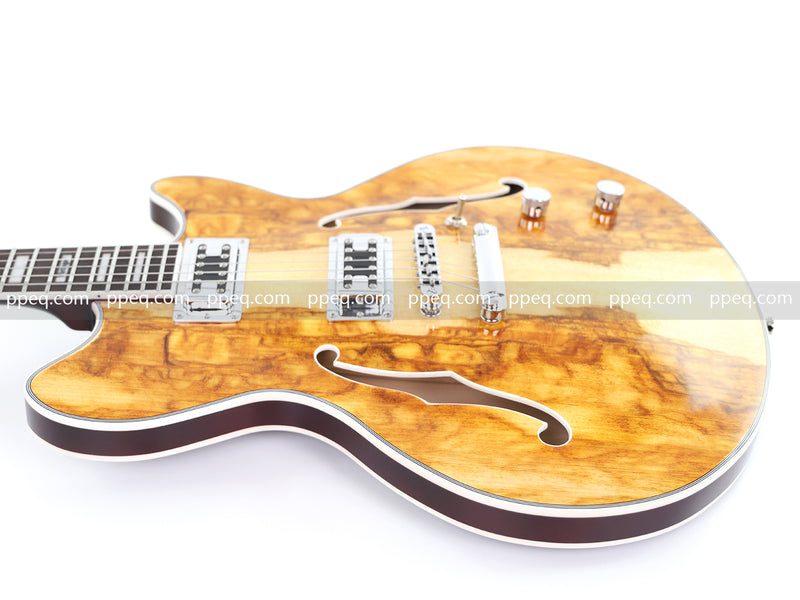 ES-Style Semi-Hollow Body Electric Guitar with AAA Burl Maple Veneer Top (HY-2566)