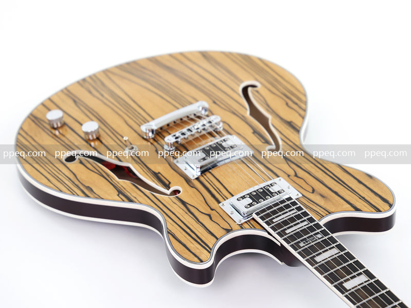 ES-Style Semi-Hollow Body Electric Guitar with AAA Zebrawood Veneer (HY-2567)