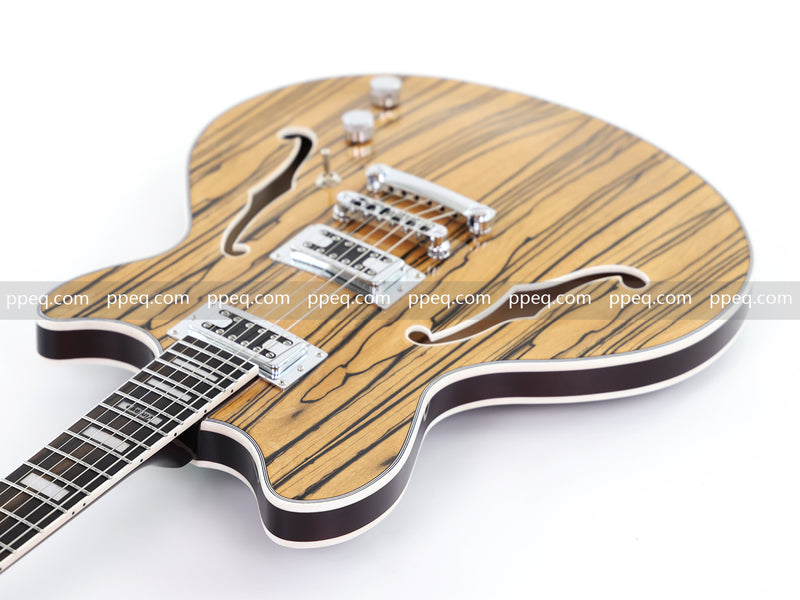 ES-Style Semi-Hollow Body Electric Guitar with AAA Zebrawood Veneer (HY-2567)