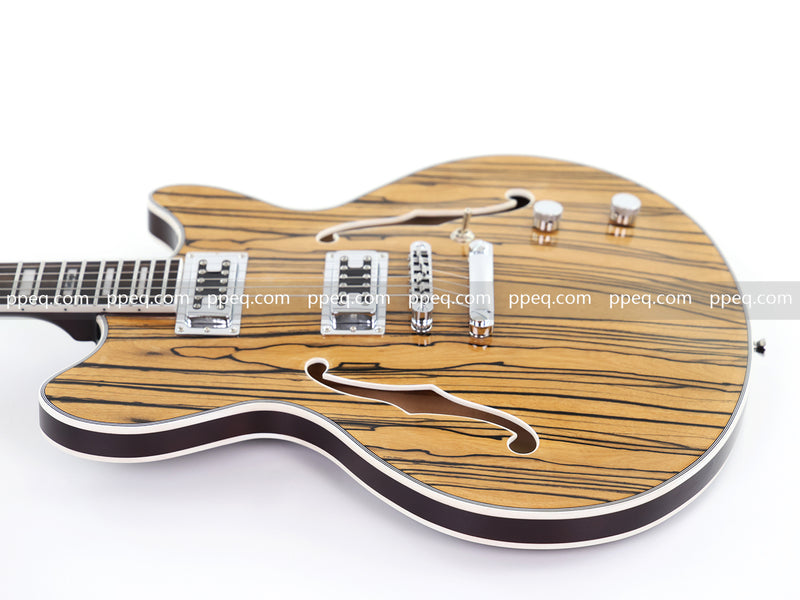 ES-Style Semi-Hollow Body Electric Guitar with AAA Zebrawood Veneer (HY-2567)