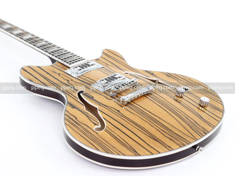 ES-Style Semi-Hollow Body Electric Guitar with AAA Zebrawood Veneer (HY-2567)