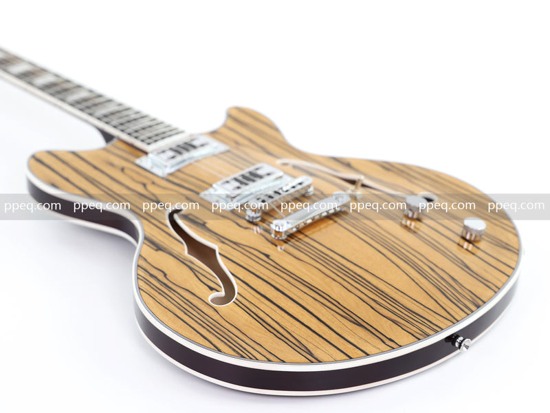 ES-Style Semi-Hollow Body Electric Guitar with AAA Zebrawood Veneer (HY-2567)