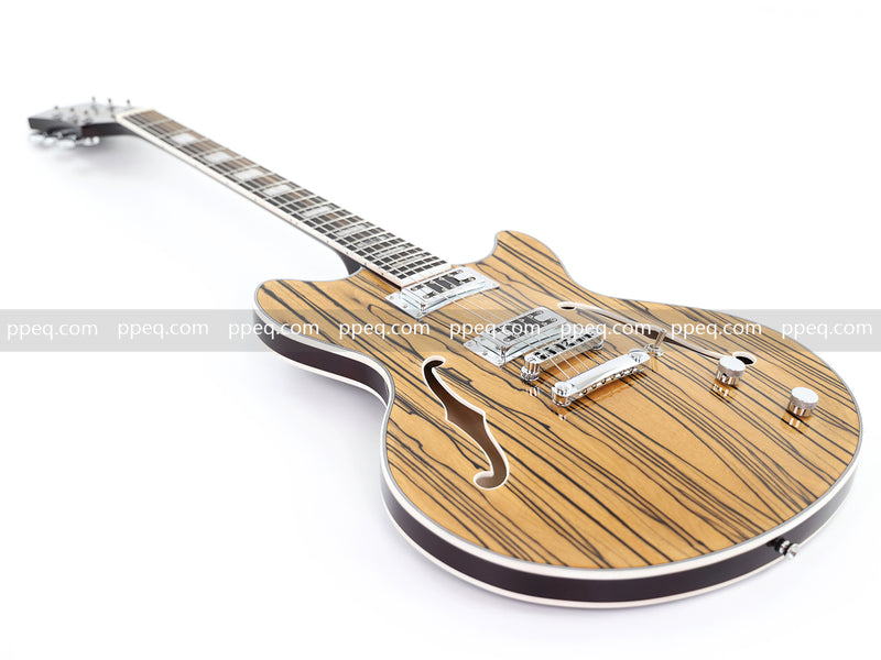 ES-Style Semi-Hollow Body Electric Guitar with AAA Zebrawood Veneer (HY-2567)