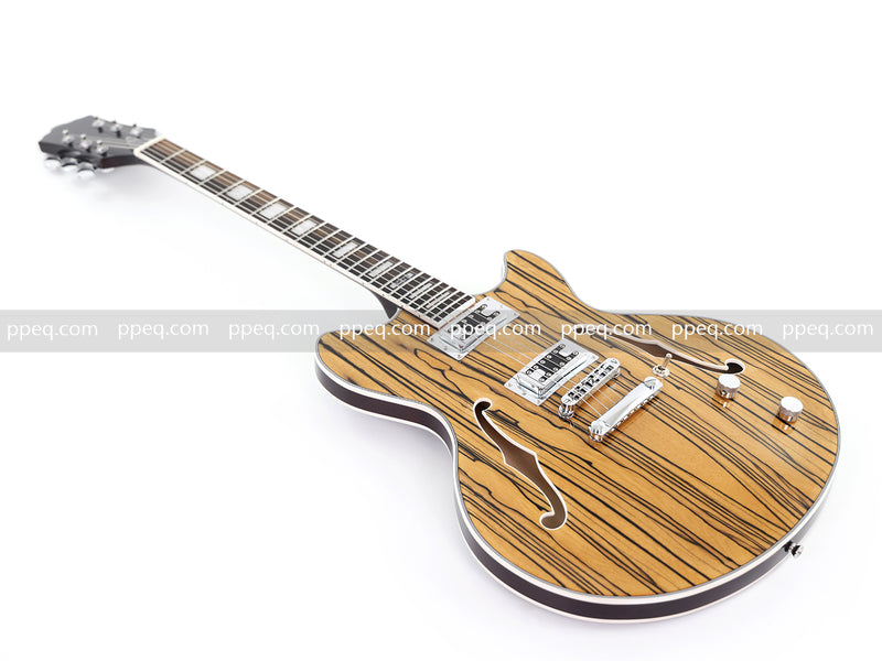 ES-Style Semi-Hollow Body Electric Guitar with AAA Zebrawood Veneer (HY-2567)
