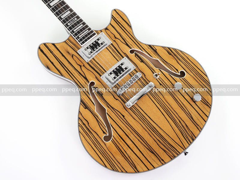 ES-Style Semi-Hollow Body Electric Guitar with AAA Zebrawood Veneer (HY-2567)