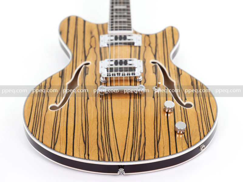 ES-Style Semi-Hollow Body Electric Guitar with AAA Zebrawood Veneer (HY-2567)