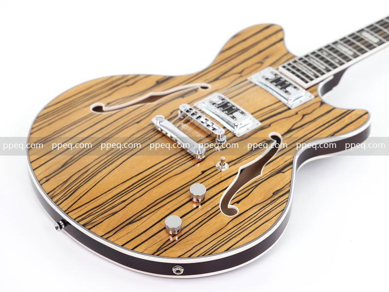 ES-Style Semi-Hollow Body Electric Guitar with AAA Zebrawood Veneer (HY-2567)