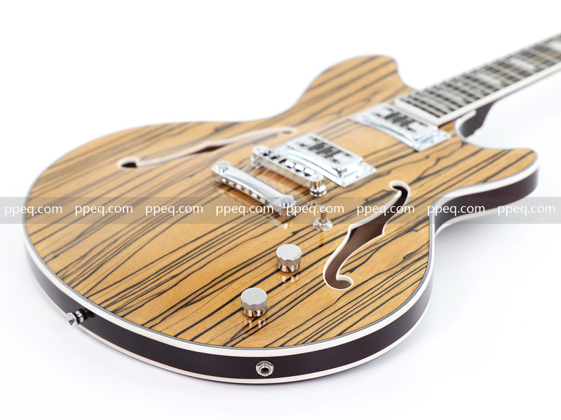 ES-Style Semi-Hollow Body Electric Guitar with AAA Zebrawood Veneer (HY-2567)