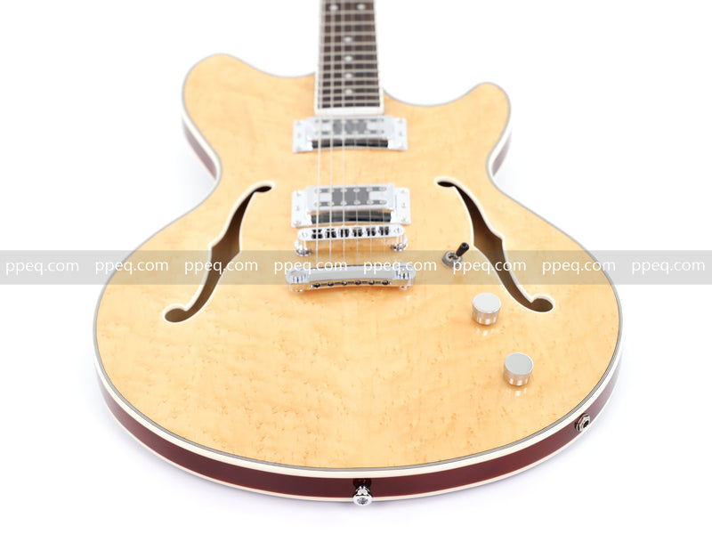 ES-Style Semi-Hollow Body Electric Guitar with AA Birdseye Maple Veneer Top (HY-2554)