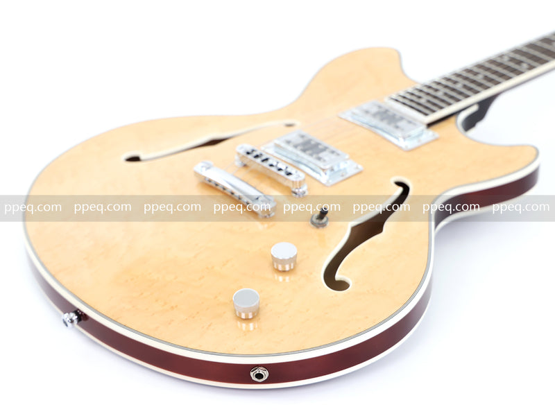 ES-Style Semi-Hollow Body Electric Guitar with AA Birdseye Maple Veneer Top (HY-2554)