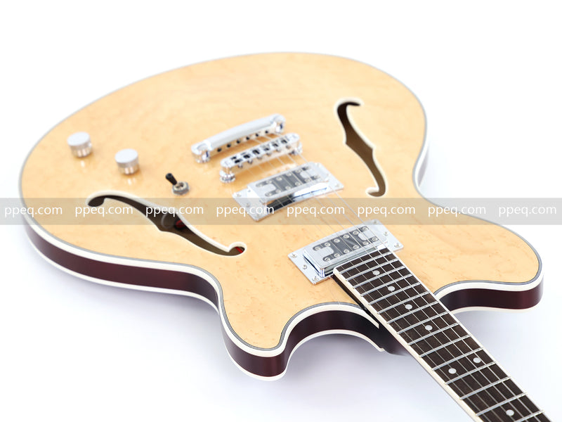 ES-Style Semi-Hollow Body Electric Guitar with AA Birdseye Maple Veneer Top (HY-2554)