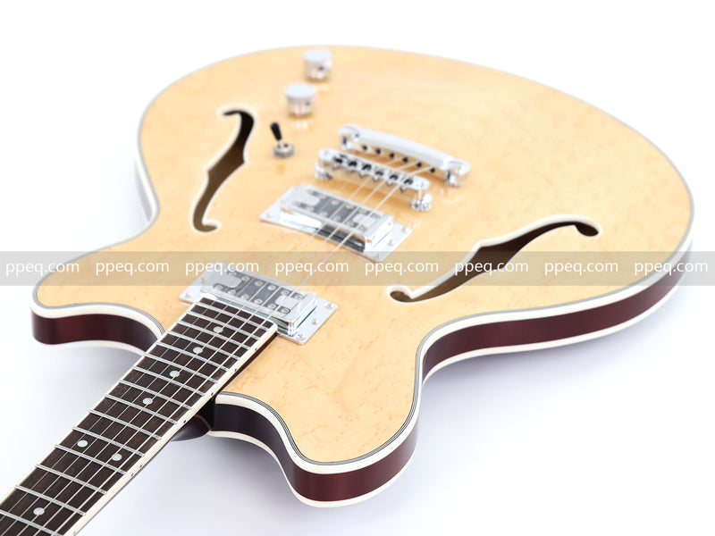 ES-Style Semi-Hollow Body Electric Guitar with AA Birdseye Maple Veneer Top (HY-2554)