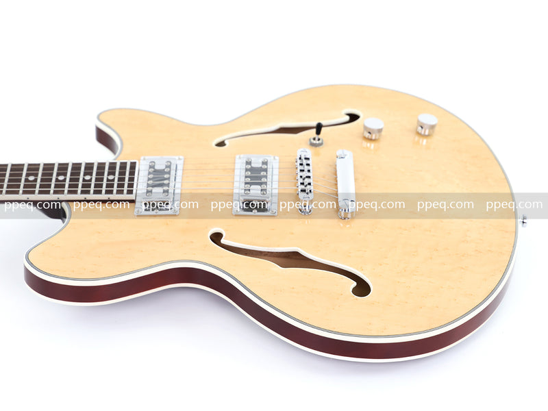 ES-Style Semi-Hollow Body Electric Guitar with AA Birdseye Maple Veneer Top (HY-2554)