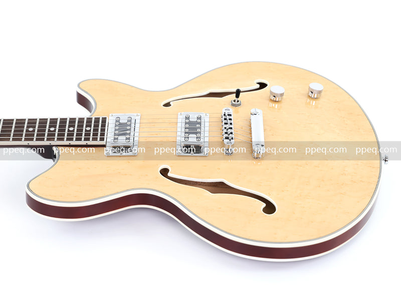 ES-Style Semi-Hollow Body Electric Guitar with AA Birdseye Maple Veneer Top (HY-2554)