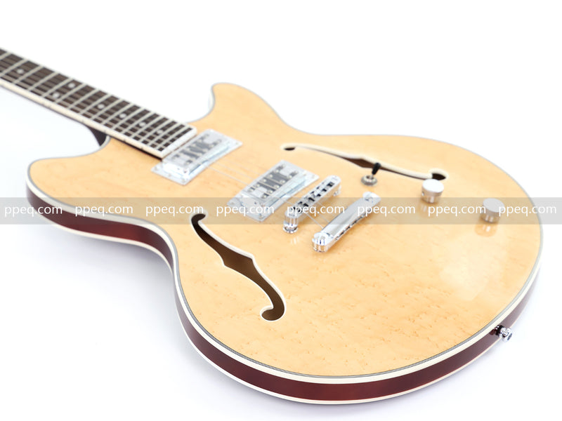 ES-Style Semi-Hollow Body Electric Guitar with AA Birdseye Maple Veneer Top (HY-2554)