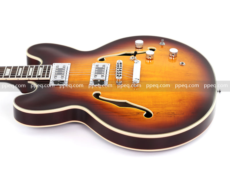 ES-Style Semi-Hollow Body Electric Guitar with Gloss Sunburst Finish (HY-2555)