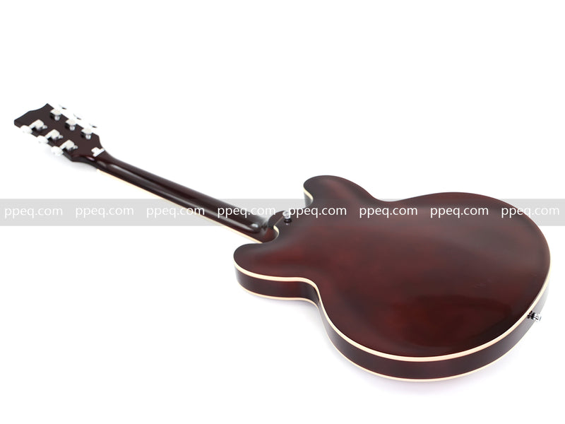 ES-Style Semi-Hollow Body Electric Guitar with Gloss Sunburst Finish (HY-2555)