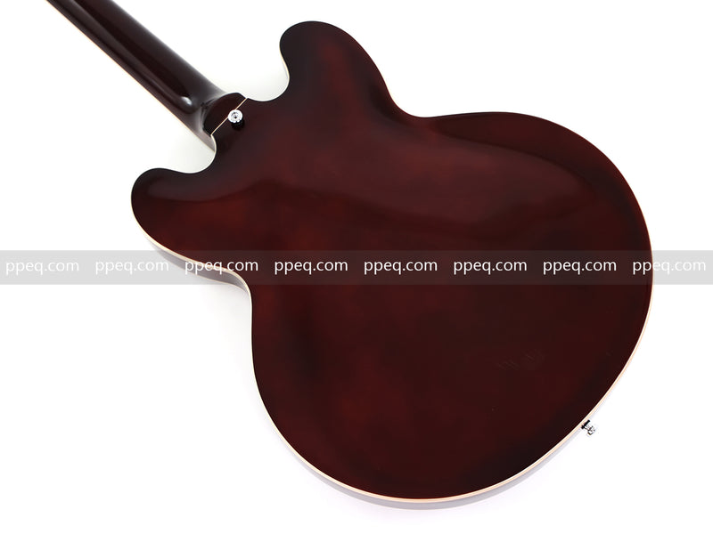 ES-Style Semi-Hollow Body Electric Guitar with Gloss Sunburst Finish (HY-2555)