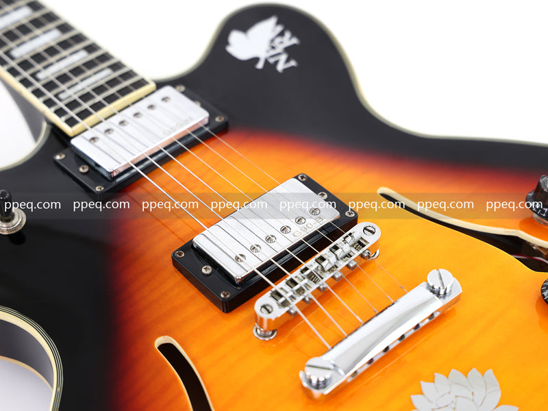 ES-Style Semi-Hollow Body Electric Guitar with Gloss Sunburst Finish (TB-3500)