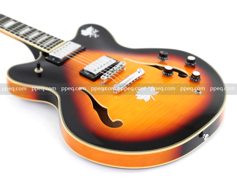 ES-Style Semi-Hollow Body Electric Guitar with Gloss Sunburst Finish (TB-3500)