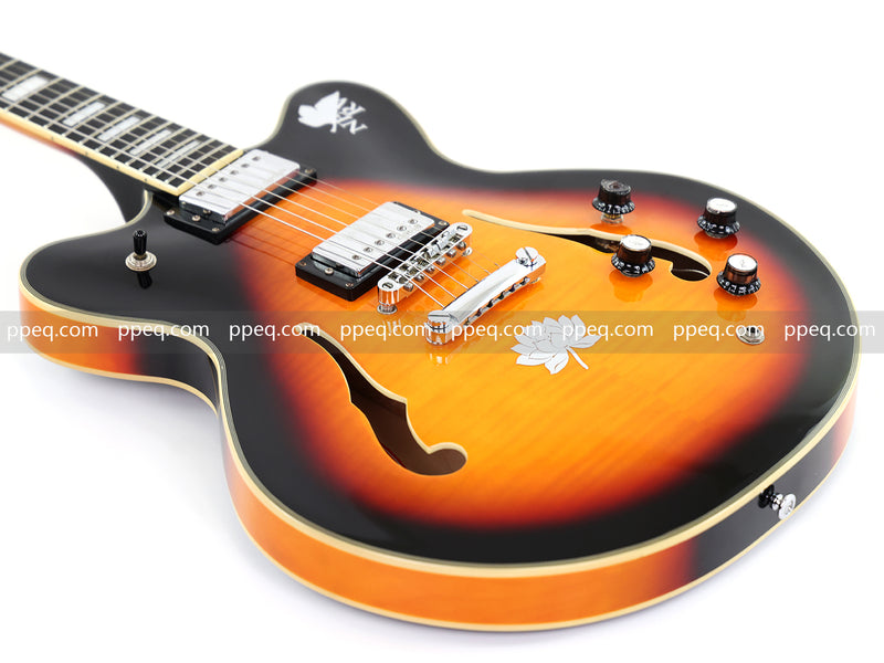 ES-Style Semi-Hollow Body Electric Guitar with Gloss Sunburst Finish (TB-3500)
