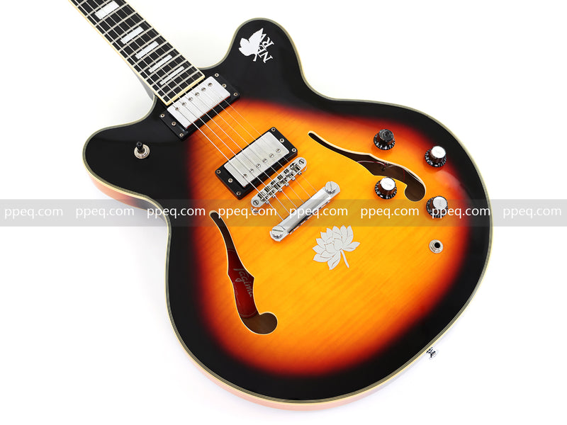 ES-Style Semi-Hollow Body Electric Guitar with Gloss Sunburst Finish (TB-3500)