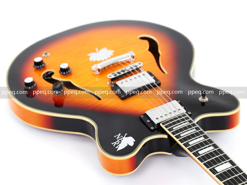 ES-Style Semi-Hollow Body Electric Guitar with Gloss Sunburst Finish (TB-3500)