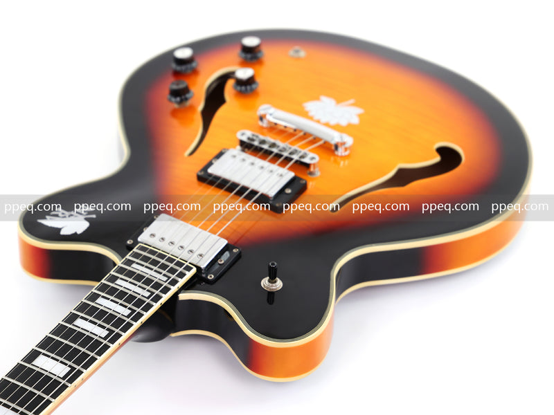 ES-Style Semi-Hollow Body Electric Guitar with Gloss Sunburst Finish (TB-3500)