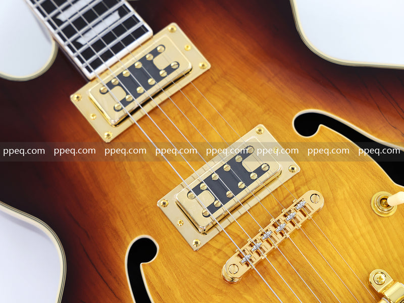 ES-Style Semi-Hollow Body Electric Guitar with Gloss Tobacco Sunburst Finish (HY-2560)