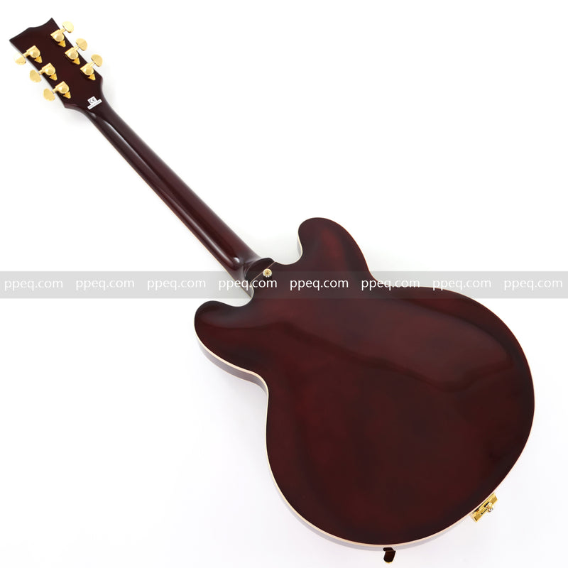 ES-Style Semi-Hollow Body Electric Guitar with Gloss Tobacco Sunburst Finish (HY-2560)