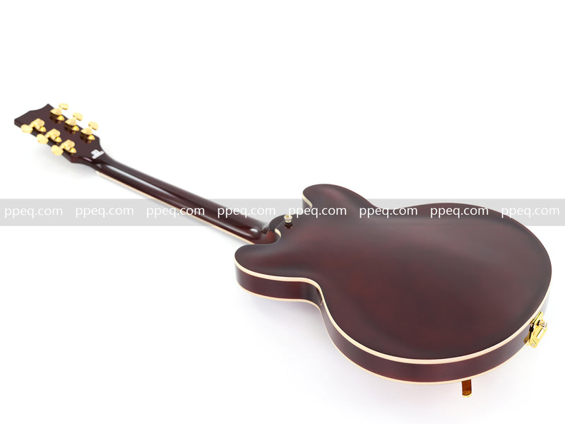 ES-Style Semi-Hollow Body Electric Guitar with Gloss Tobacco Sunburst Finish (HY-2560)