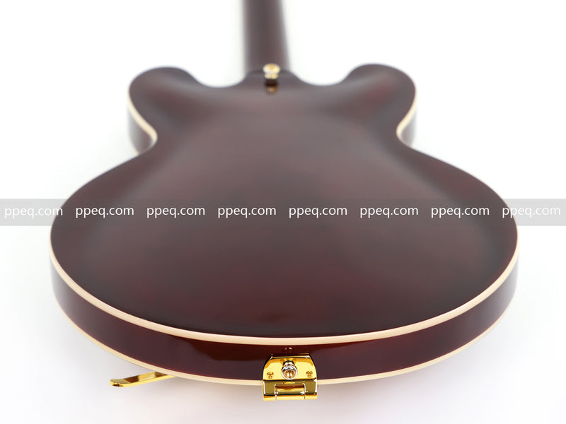 ES-Style Semi-Hollow Body Electric Guitar with Gloss Tobacco Sunburst Finish (HY-2560)