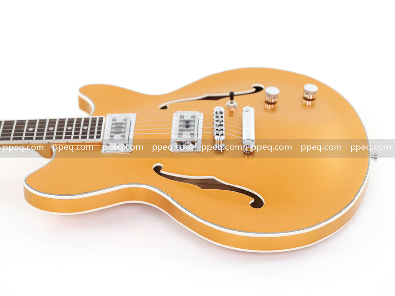 ES-Style Semi-Hollow Body Electric Guitar with Gold Gloss Metallic Finish (HY-2564)