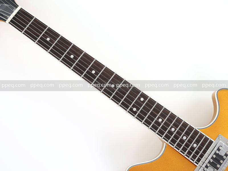 ES-Style Semi-Hollow Body Electric Guitar with Gold Gloss Metallic Finish (HY-2564)