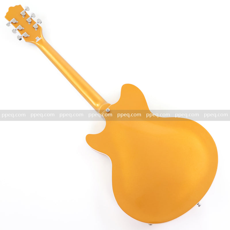 ES-Style Semi-Hollow Body Electric Guitar with Gold Gloss Metallic Finish (HY-2564)