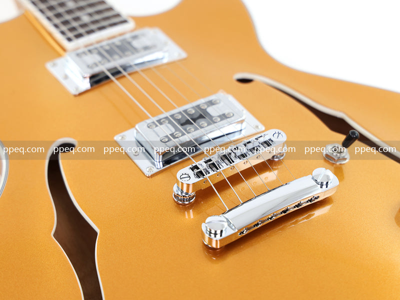 ES-Style Semi-Hollow Body Electric Guitar with Gold Gloss Metallic Finish (HY-2564)