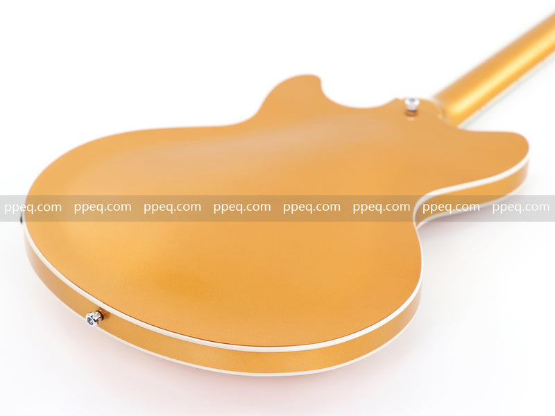 ES-Style Semi-Hollow Body Electric Guitar with Gold Gloss Metallic Finish (HY-2564)