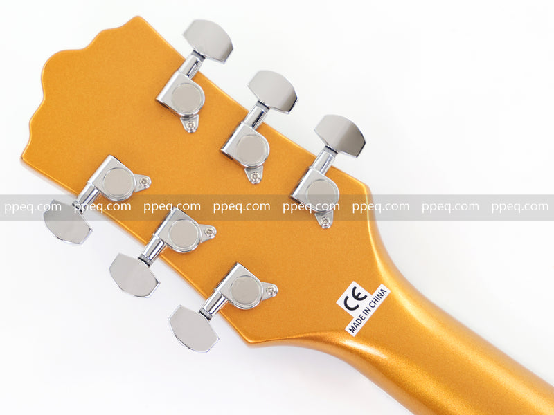 ES-Style Semi-Hollow Body Electric Guitar with Gold Gloss Metallic Finish (HY-2564)