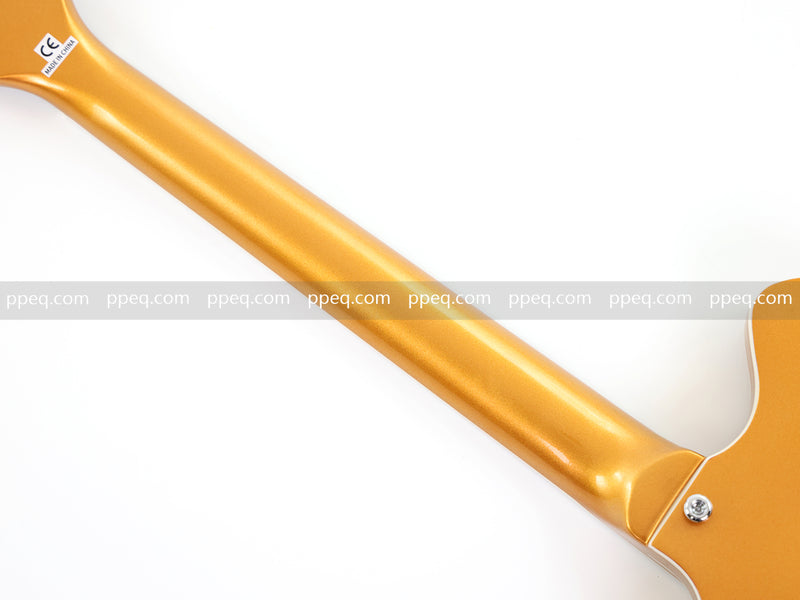 ES-Style Semi-Hollow Body Electric Guitar with Gold Gloss Metallic Finish (HY-2564)