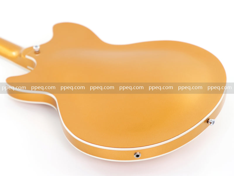 ES-Style Semi-Hollow Body Electric Guitar with Gold Gloss Metallic Finish (HY-2564)